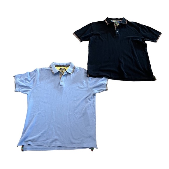 Robert Graham Other - TWO Robert Graham Cotton Pique Polo Shirts Blue Black Large